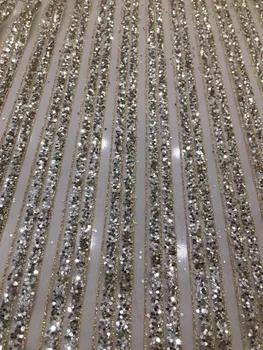 

Hot selling Cyndi-1.1628 glued glitter sequins lace fabric African French net tulle Lace Fabric for party