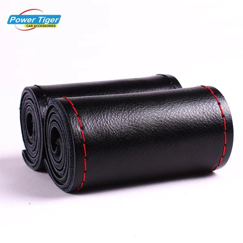 Universal 38cm Anti-Slip Genuine Leather DIY Car Steering Wheel Cover Case With Needles and Thread Cover Car Styling Accessories Universal 38cm Anti-Slip Genuine Leather DIY Car Steering Wheel Cover Case With Needles and Thread Cover Car Styling Accessories