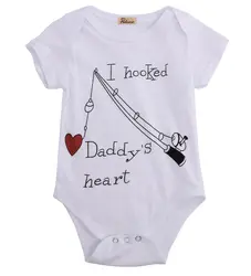 Летнее боди я не образуются затяжки и надписью «Daddy's в форме сердца для маленьких мальчиков и девочек Детские ползунки, комбинезон, костюм