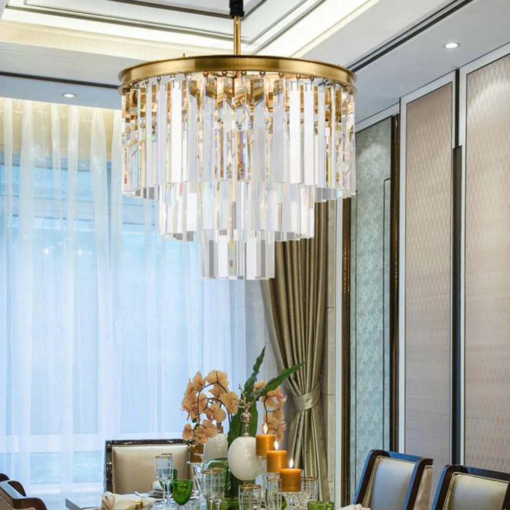 

Modern K9 Crystal Chandelier Lighting Fixture Luxury Golden Chandelier LED Pendant Hanging Light for Home Hotel Restaurant Decor