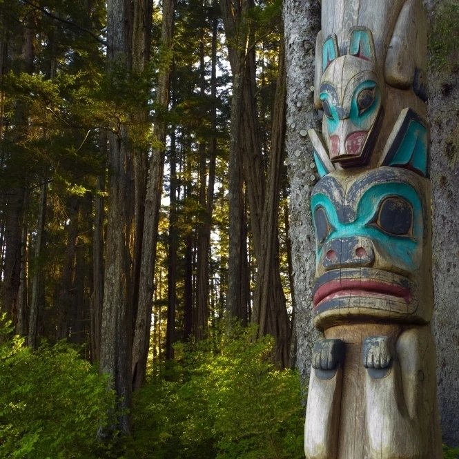 Native Totem Pole In Sitka National Historical Park  Alaska Poster Print (11 x 17)