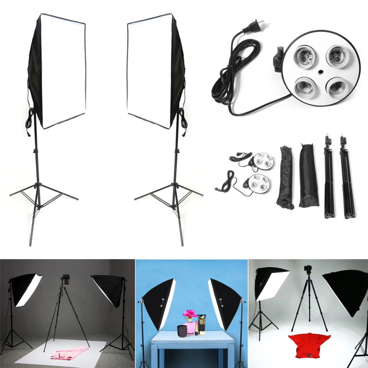 

Diffuser Light 50X70cm Continuous Lighting Softbox for E27 Lamp Holder Socket With Photograph Light Stand Photo Studio Kit