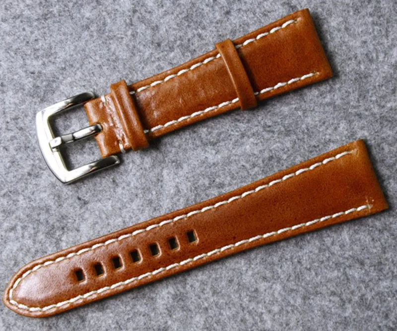 22mm 24mm Brown Watchband France calf leather Watch Band Strap with Pin buckle For Tissot Omega