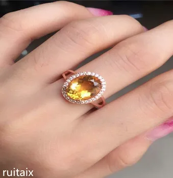 

KJJEAXCMY fine jewelry 925 Pure silver inlay natural droplet crystal yellow crystal female style ring inlay jewelry nhjerw