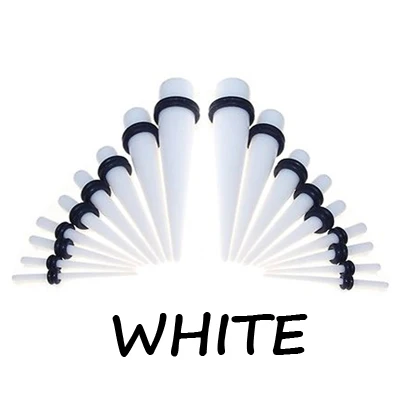 Lot18Pcs ушные конусные носилки расширитель набор ушных тоннелей набор беруши пирсинг Стартер Набор ювелирные изделия для тела 12 цветов на выбор - Окраска металла: White