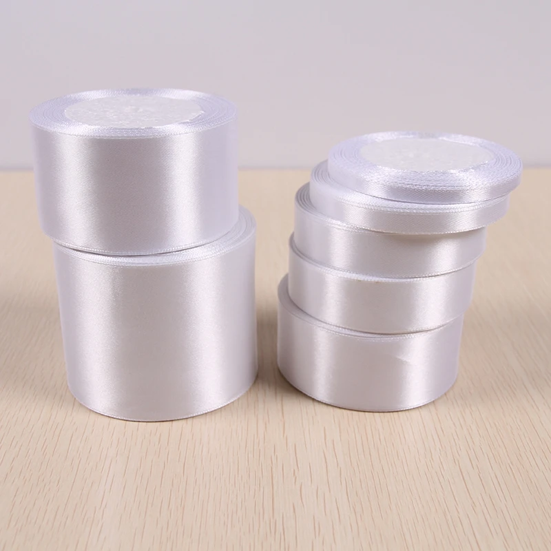 (25 yards/roll) White 6mm-50mm Satin Ribbon Wholesale Gift Wrapping Christmas ribbons 01 | Дом и сад