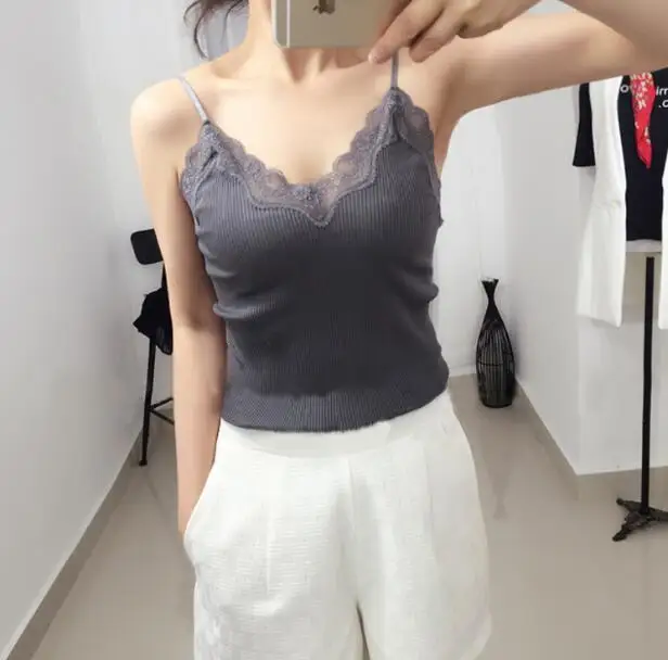 70% Silk 30% Cotton Knit Lace Camisole Top Vest Sleepwear Spaghetti Strap SG309