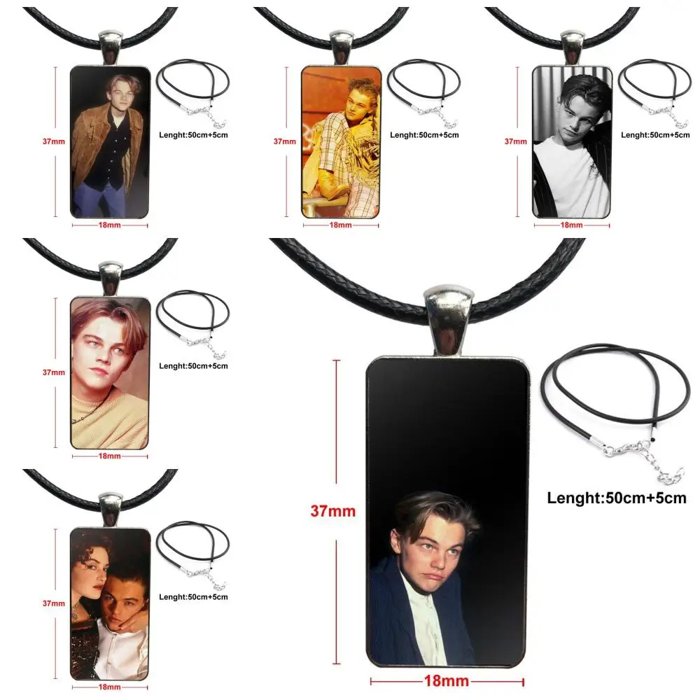 

Steel Color Glass Cabochon With Rectangle Shaped Pendant Choker Necklace For Women Kids Leonardo Dicaprio