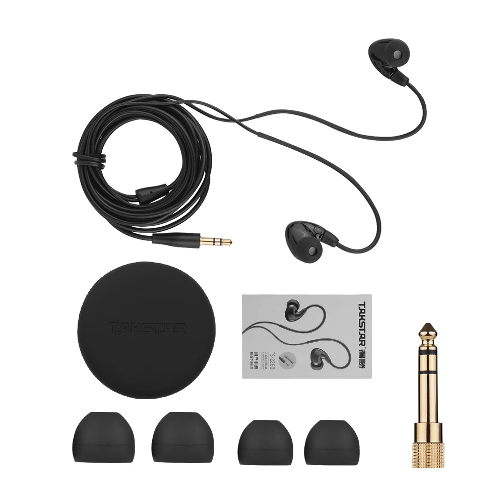 

TAKSTAR TS-2260 In Ear Headphones Wired Earbuds with 6.3mm Interface Adapter for Recording Monitoring Music Appreciation