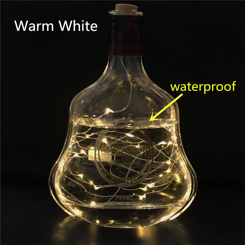2 м светодиодный медный провод, гирлянда для стеклянной Крафтовая бутылка, год/Рождество/День Святого Валентина, свадебные украшения