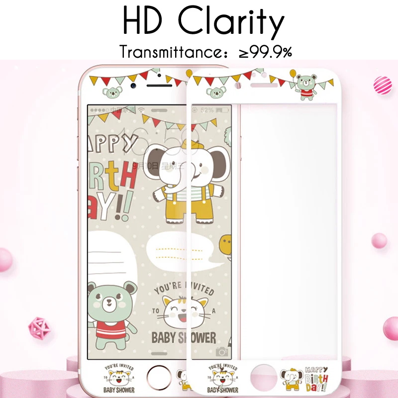 ESVNE 3D Soft Curve edge Tempered glass for iphone 6 glass iphone 7 glass 8 6S Plus Screen Protector full cover Cartoon color ESVNE 3D Soft Curve edge Tempered glass for iphone 6 glass iphone 7 glass 8 6S Plus Screen Protector full cover Cartoon color