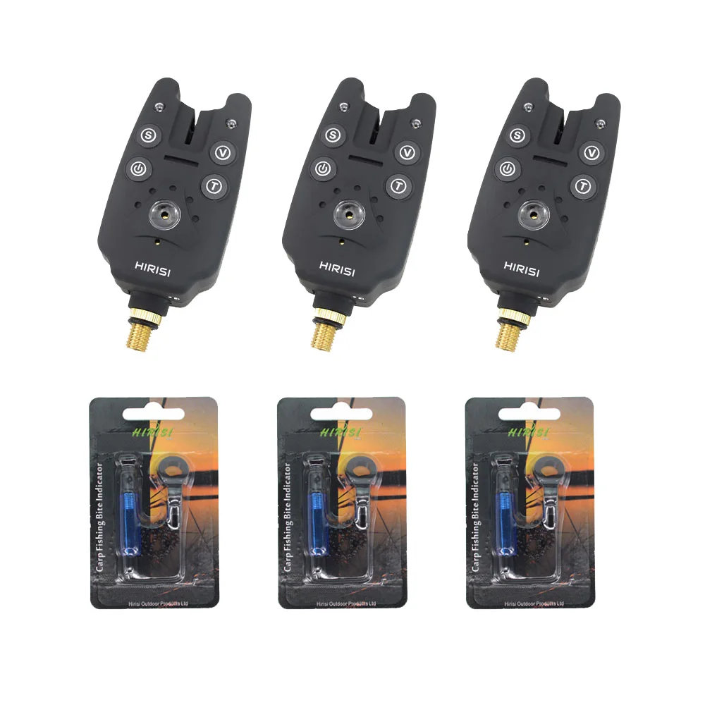 Comprar 3 unids set alarmas de mordedura de pesca LED azul impermeable caña de pescar alerta tono sensibilidad volumen sonido carpa aparejos de pesca