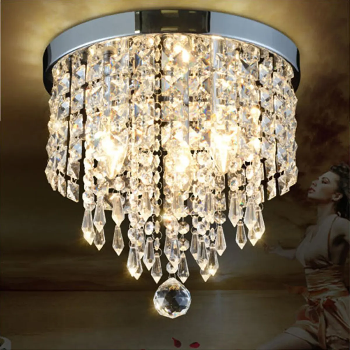 

30*28cm LED Crystal Ceiling Lights Lamp Surface Mounted Ceiling Lamp Indoor Lighting Fixture Bedroom Dining Room Decoration