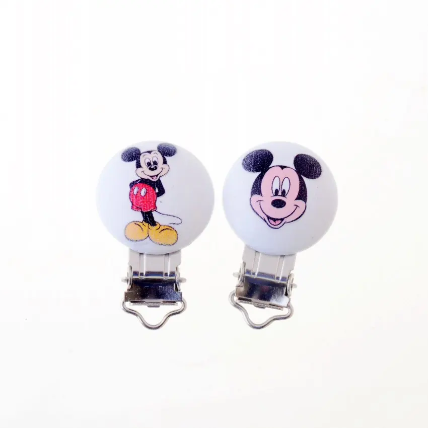 

5PCs Baby Pacifier Clips Lovely Mouse White Wood Metal Holders Cute Infant Soother Clasps Funny Accessories 4.8x2.9cm