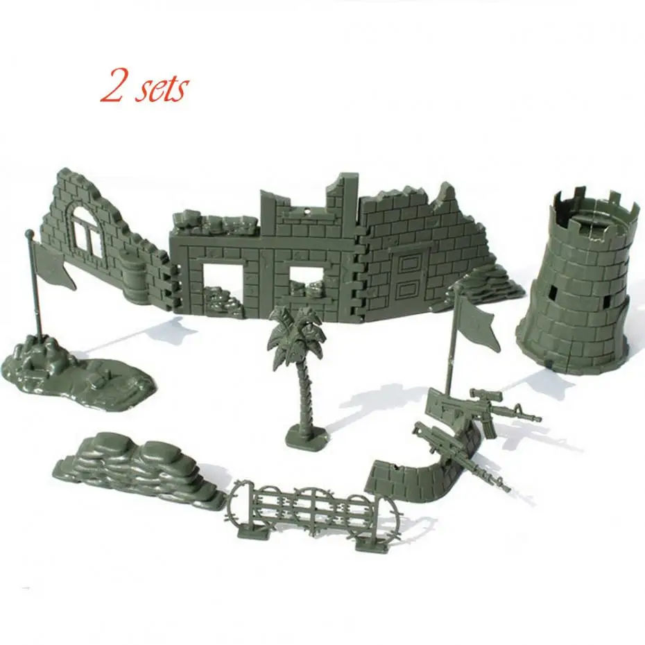 Chbr17 2set Military Tent Sandbag Fort Sentry Box Army Men Toy Soldier