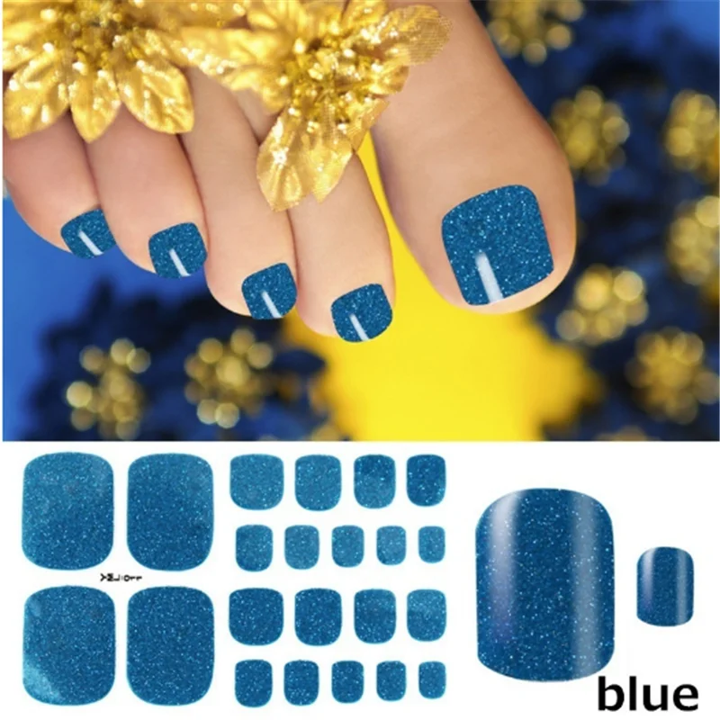 1 Sheet Glitter Toenail Art Polish Stickers Nail Tips Nail File Pure Color Adhesive Wraps Manicure Decal Strips Drop Shipping