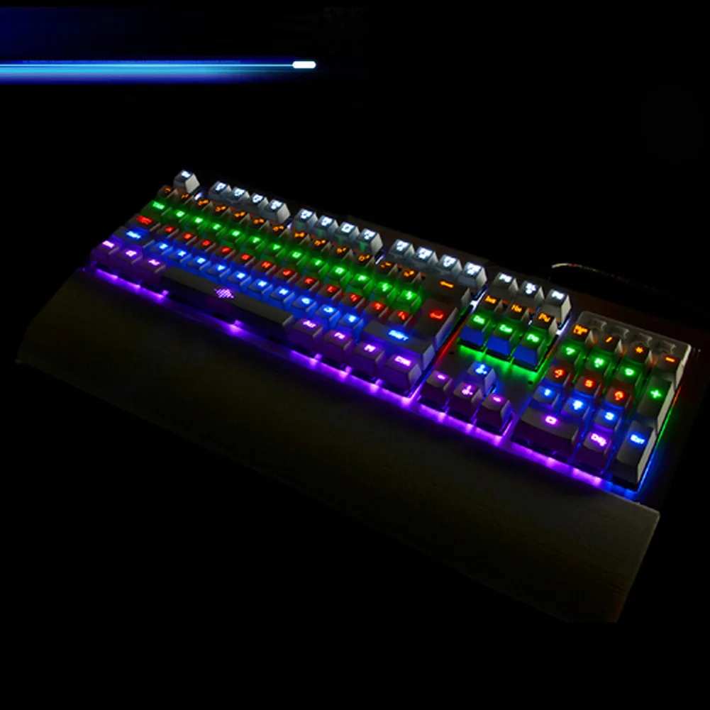 

USB Gaming Teclado Mecanico LED Backlight Mechanical Keyboard Multimedia Luminous Keycaps with Removable Rest Tray for Computer