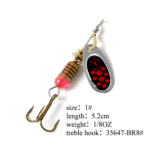 FISH KING 3,5 4,5 6,5 9,5 14 г металлическая рыболовная блесна для спиннинга ложка жесткая приманка Искусственные воблеры для троллинга форели для щуки - Цвет: black red 1