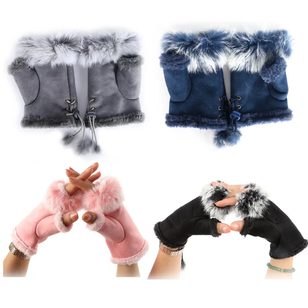 Гарантия качества, модные женские зимние перчатки с искусственным кроличьим мехом на запястье, 13 цветов