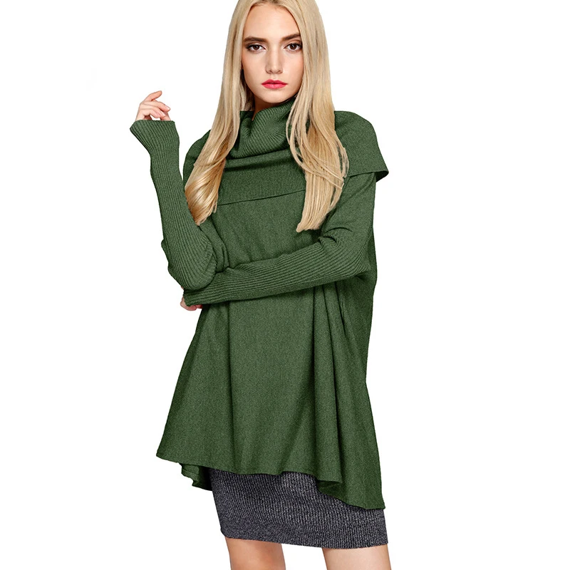 Loose turtleneck bat cardigan long sleeved sweater Pullover Sweater Womens winter sweater (6)