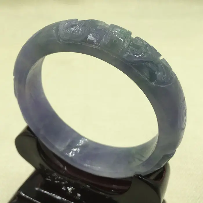 

A-2029 Chinese Hand-carved Lavende Purple Jadeite Jade Gems Bangle Bracelet 59mm 28% 10.13
