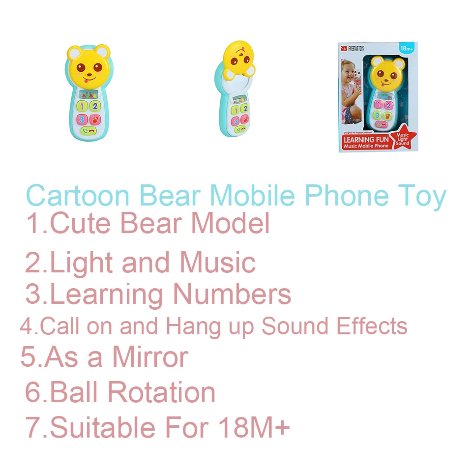 FS TOYS 1 шт. 35852B милые игрушки-Мишки телефон детский мобильный телефон детская игрушка для детей звуковая Кнопка игрушка мобильный телефон