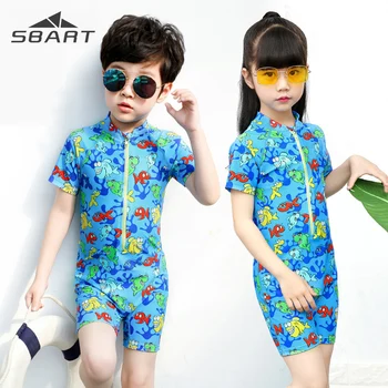

Sbart Boy Girl Short Sleeve Swimming Suit One-piece Swimwear for Children Kids Elastic Quick dry UV Protection Lycra Swimsuit