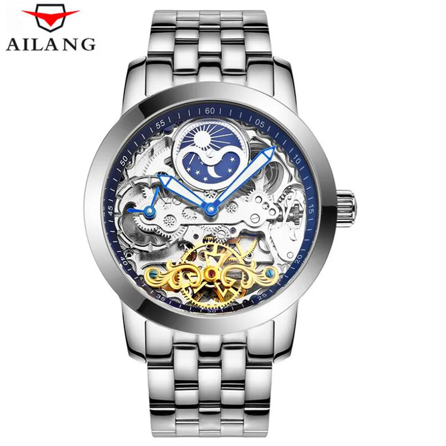 

Skeleton Men Mechanical Watch Automatic Hollow Tourbillon Watches Fashion Man Waterproof 50M Sport Moon Phase Clock Relogio 2019
