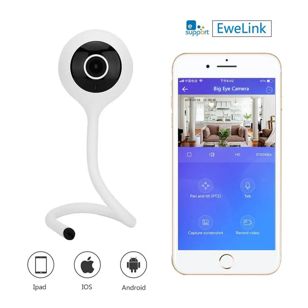 

Ewelink smart camera big eye two-way talk night vision mobile speed measurement