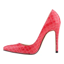 crocodile skin Pumps summer spring Pointed Toe Red Bottom High Heels Sexy Leather shoes for women Pumps Rose Red