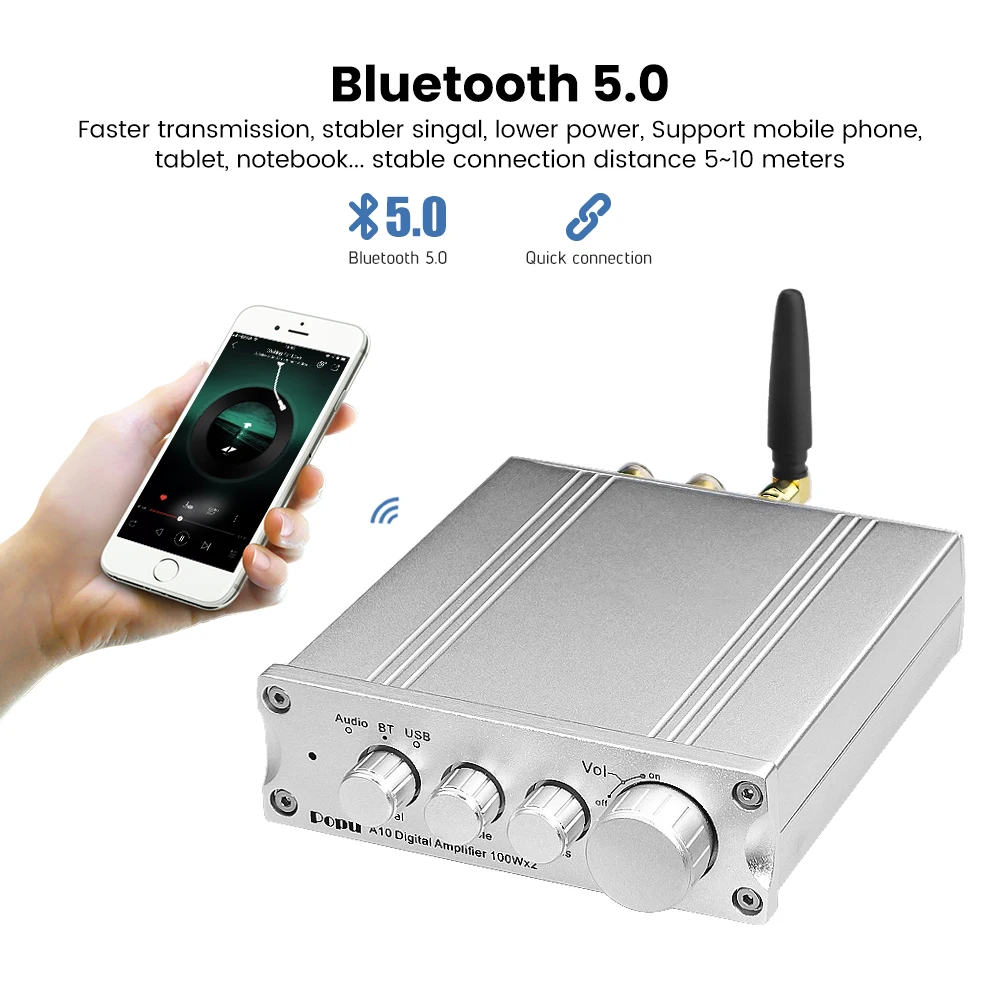 HIFI TPA3116 цифровой усилитель мощности Bluetooth 5,0 аудио приемник PCM5102 Класс D 2,0 канал 100 Вт* 2 ампер с декодером для телефона