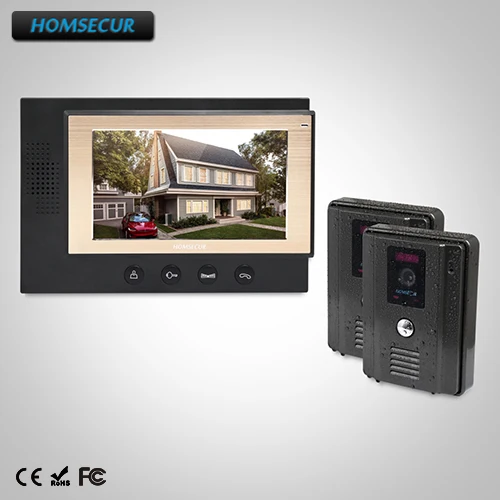 

HOMSECUR 7" Video Door Phone Intercom System+Outdoor Monitoring for Apartment (TC011-B+TM701-B)