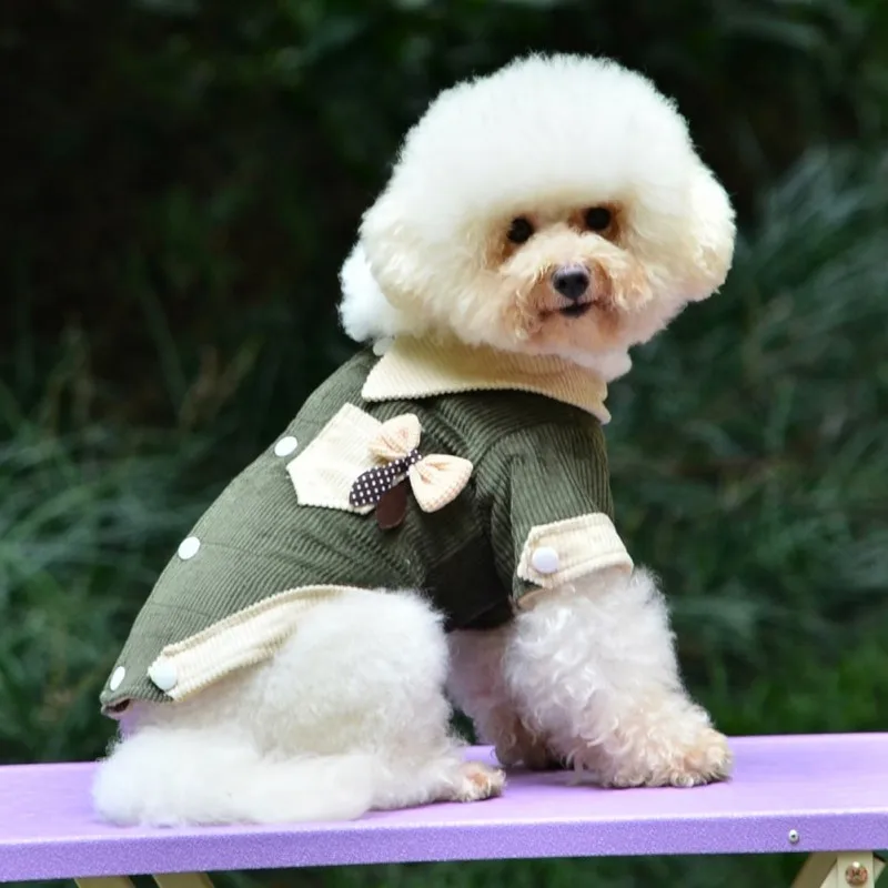 Одежда для собак пальто с капюшоном теплые вельветовые Pet Пальто утепленная куртка для собак для малых и средних собачка Йоркширский