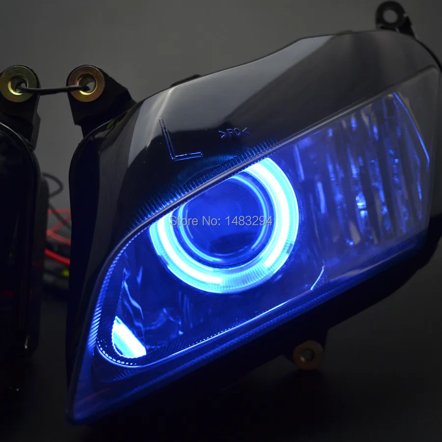 Projector Custom Smoke Lens Headlight Assembly HID Blue Angel Eyes fit for CBR600RR dark brown