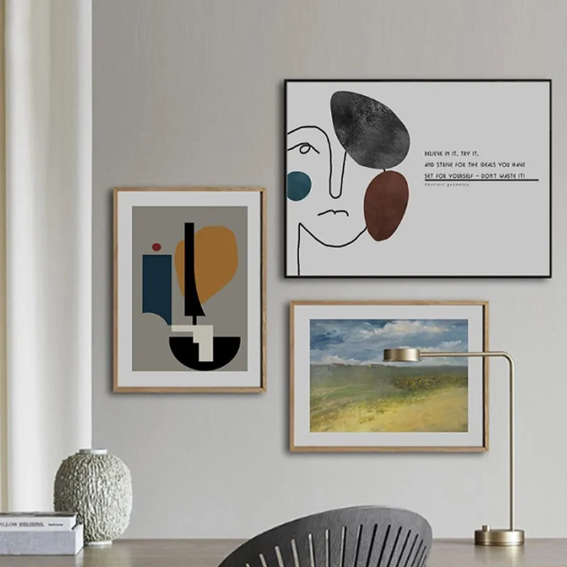

Europe Vintage Abstract Geometric Figure Canvas Paintings Poster And Print Wall Art Pictures for Living Room Home Decoration