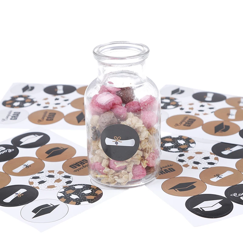 60pc/5sheets 2019 Congratulate Grad party Label Sticker Graduation Doctor Hat Mineral Water Bottle Label Graduation Party Decor