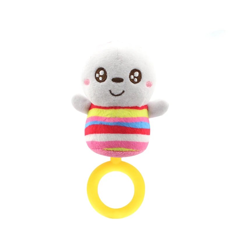 Baby Infant Newborns Plush Rattle Toy Hand Grasp Teethers Cute Animal Stuffed Handbell Ring Early Education Boys Girls Gift