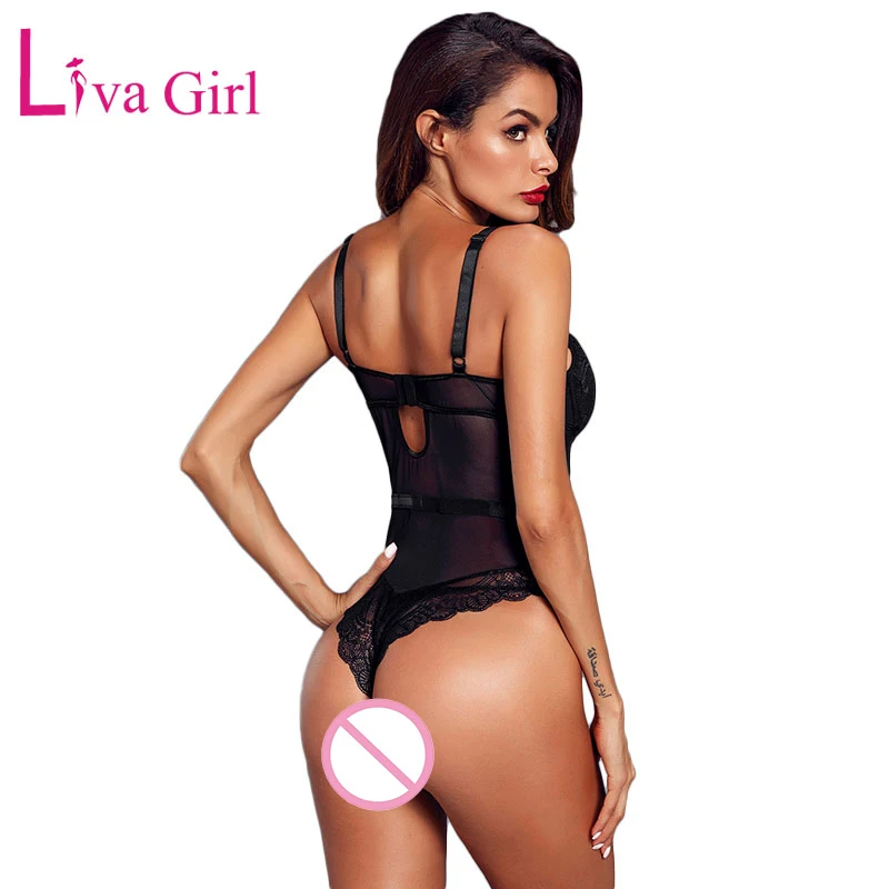Женское Кружевное боди LIVA GIRL черное прозрачное с цветочным кружевом и чашками