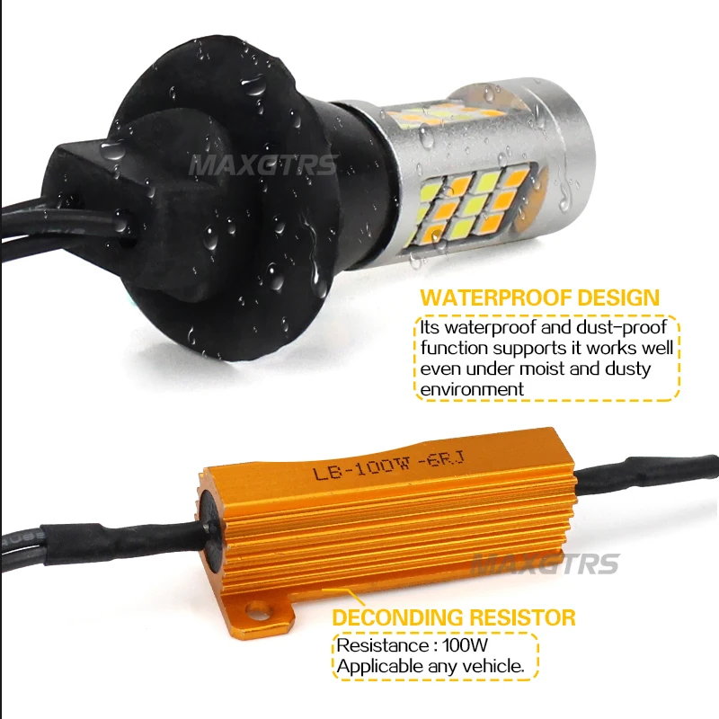 Светодиодные лампы 2x T20 7440 W21W двухцветные белые/голубые янтарные светодиодный