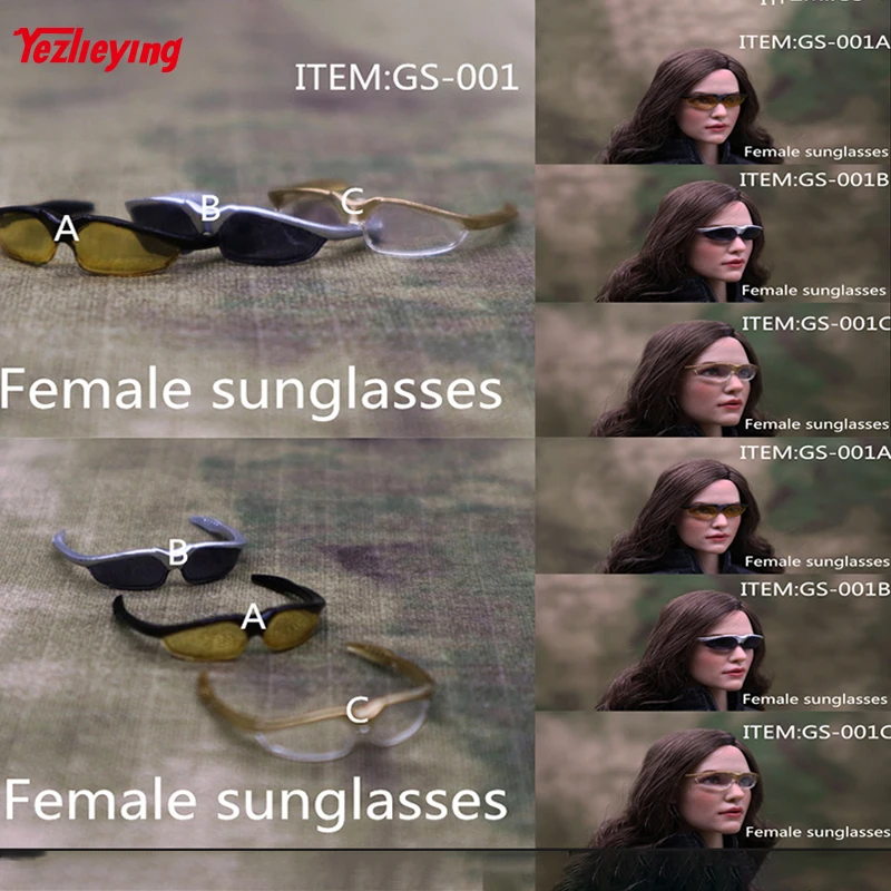 

1/6 Scale Clothing Accessories Female Doll Sunglasses Women Glasses Windproof Goggles GS001A/B/C f 12" action figure Toys Model