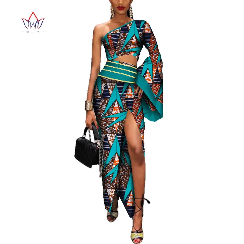 Осеннее Африканское Дашики платье для женщин Базен Riche длинное сексуальное платье Африка восковой печати платья для женщин плюс размер WY3537 - Цвет: 18
