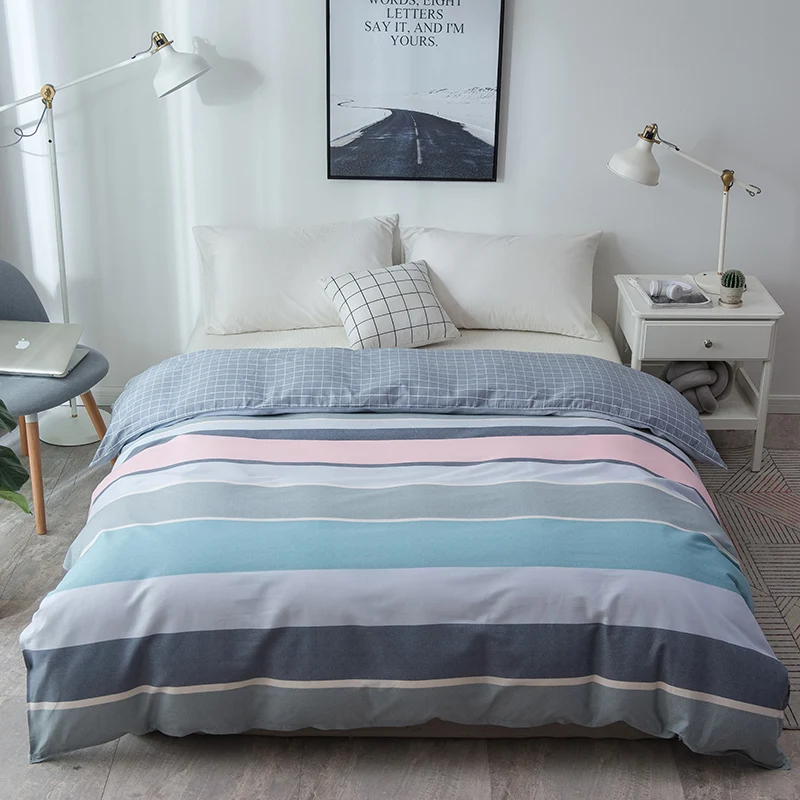 

Color Stripe Pattern Duvet Cover Comforter/Quilt/Blanket Case 100% Cotton With Zipper Twin Full Queen King Double Single Size