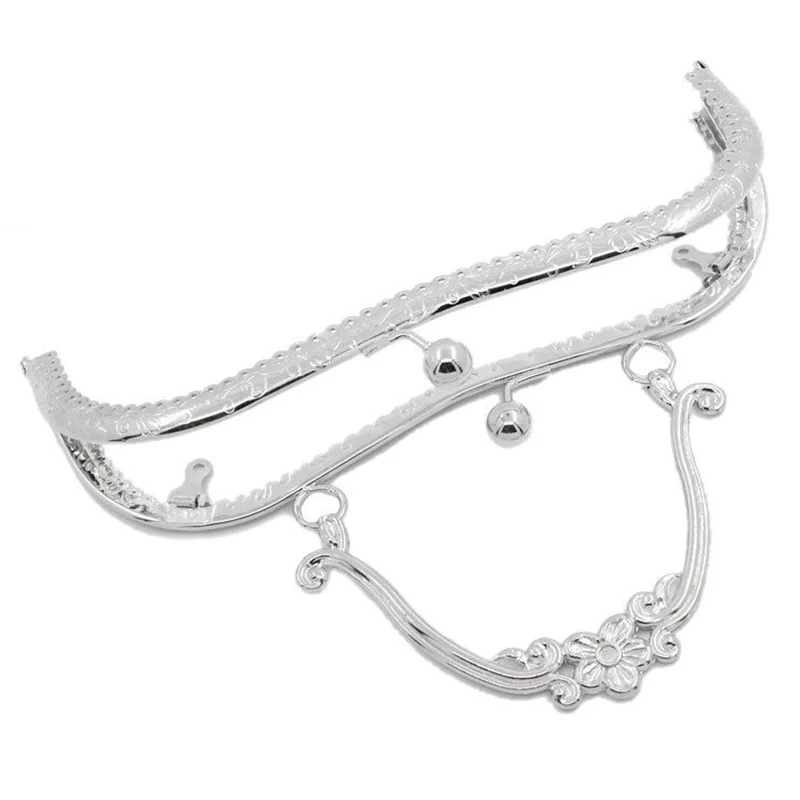 

1PC Metal Purse Bag Frame Kiss Clasp Lock Silver Tone Size:21x9cm