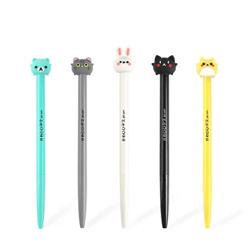 

2X Kawaii Bear Cat Rabbit Gel Pen Writing Signing Pen School Office Supply Student Stationery 0.5mm Black Ink