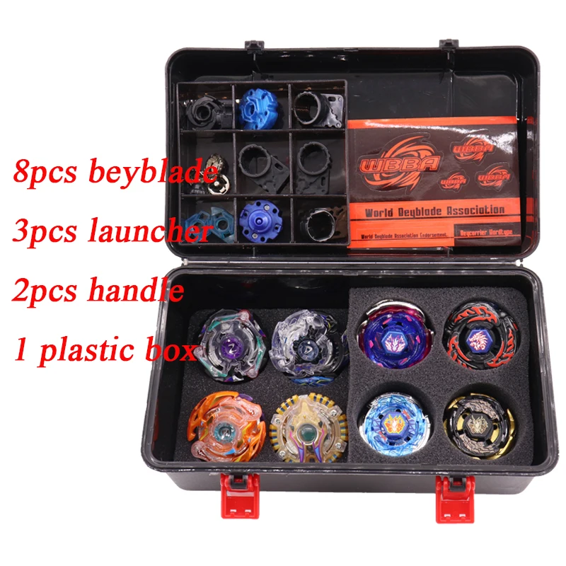 

Luxury Beyblade Toys Arena Set 8 Beyblades+3 Launchers +2 Handles Metal Fusion 4D Bey Blade Spinning Top Bayblade Toys For Kids