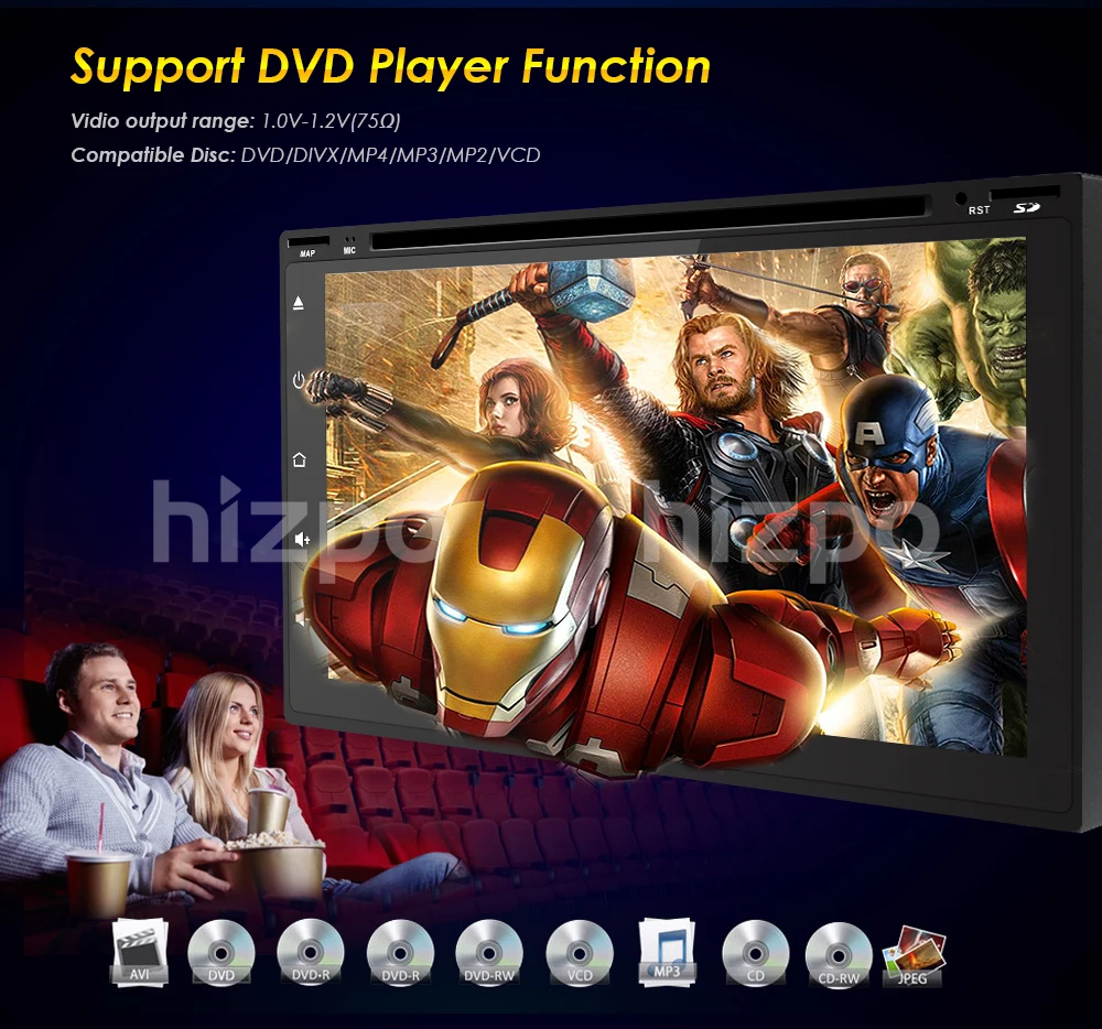 Cheap HIZPO 2DIN Android8.0 HD 800*480 screen Octa Core 4G RAM+32G ROM universal car radio gps  with wifi car stereo audio DVD PLAYER 13