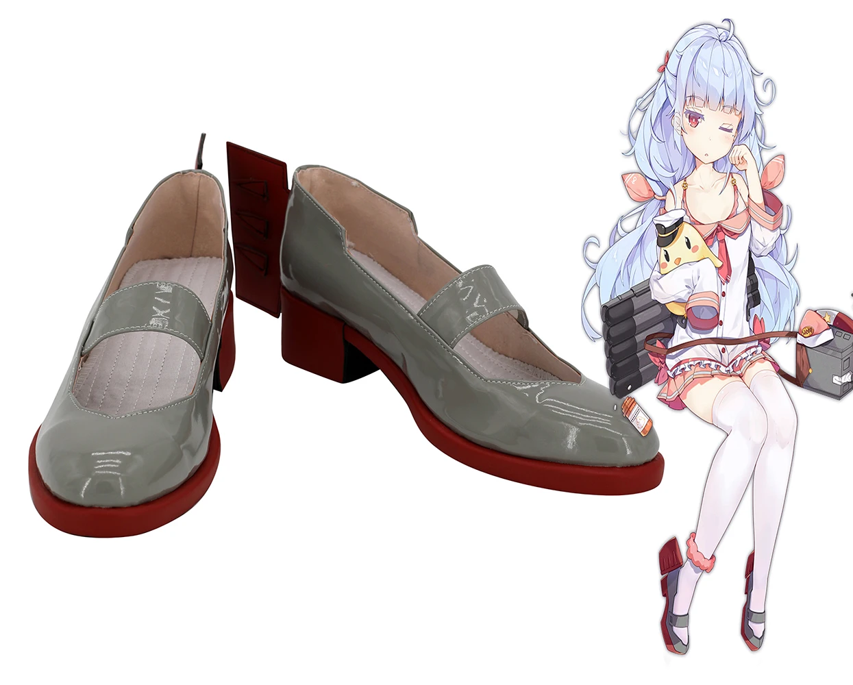 

USS Nicholas Shoes Cosplay Azur Lane USS Nicholas Cosplay Shoes Grey Boots Custom Made Any Size