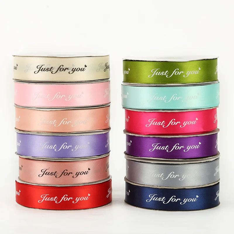 5yards 25mm Polyester Ribbon Printed Just For You Handmade Romantic Ribbon