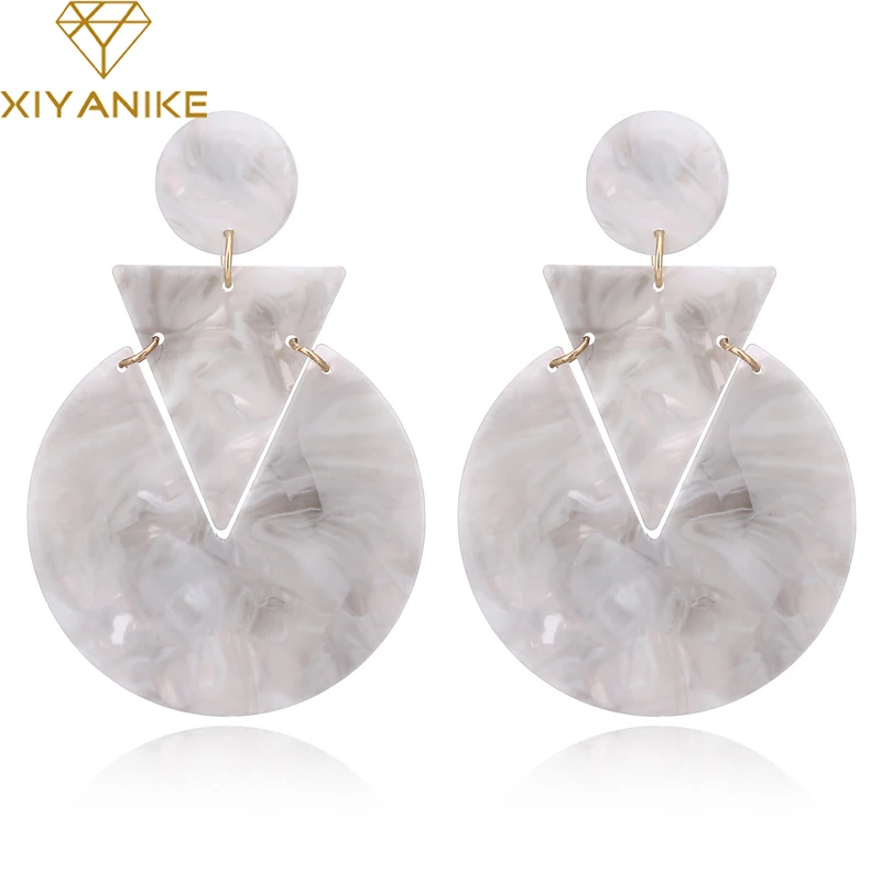 

XIYANIKE Combination Geometric Triangle Round Big Drop Earrings Attractive Acrylic Statement Earrings Oorbellen Party E1800