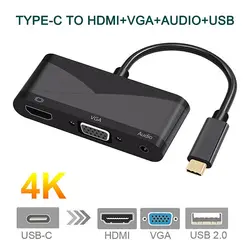 Тип C к HDMI 4 K Thunderbolt 3 USB C адаптер HDMI VGA для samsung Galaxy S9 huawei Коврики 10 Pro P20 Xiaomi USB C HDMI